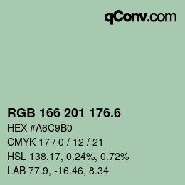 カラーコード: RGB 166 201 176.6 | qconv.com