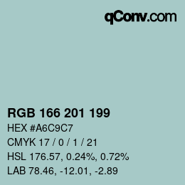 カラーコード: RGB 166 201 199 | qconv.com