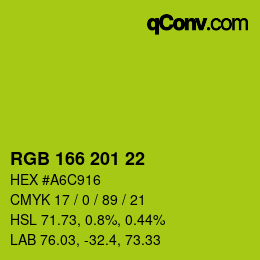 Color code: RGB 166 201 22 | qconv.com