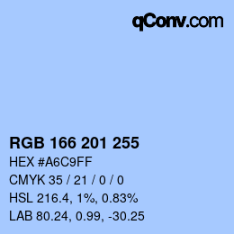 Color code: RGB 166 201 255 | qconv.com