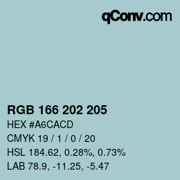 カラーコード: RGB 166 202 205 | qconv.com