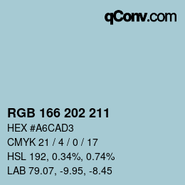 Código de color: RGB 166 202 211 | qconv.com