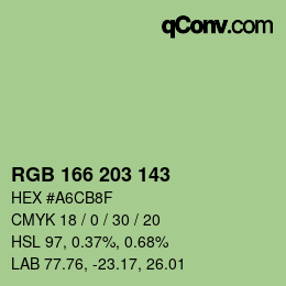 Color code: RGB 166 203 143 | qconv.com