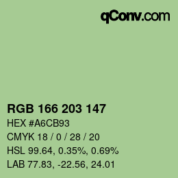 Farbcode: RGB 166 203 147 | qconv.com