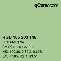 Color code: RGB 166 203 148 | qconv.com