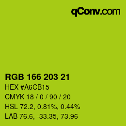 Color code: RGB 166 203 21 | qconv.com