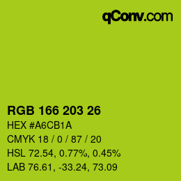 Color code: RGB 166 203 26 | qconv.com