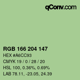 Color code: RGB 166 204 147 | qconv.com
