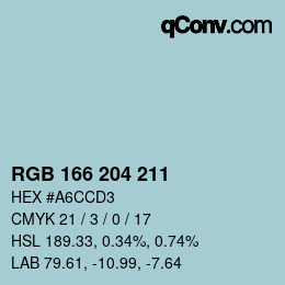 Color code: RGB 166 204 211 | qconv.com