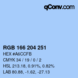 Color code: RGB 166 204 251 | qconv.com