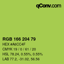 Color code: RGB 166 204 79 | qconv.com
