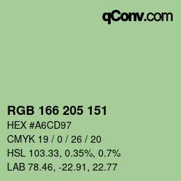 Color code: RGB 166 205 151 | qconv.com