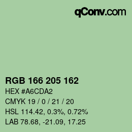 颜色代码: RGB 166 205 162 | qconv.com