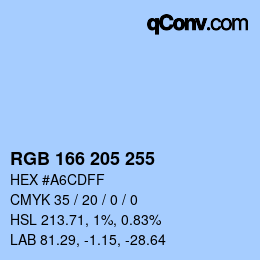 Color code: RGB 166 205 255 | qconv.com