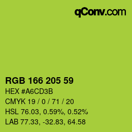Color code: RGB 166 205 59 | qconv.com