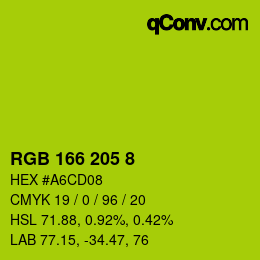 Color code: RGB 166 205 8 | qconv.com