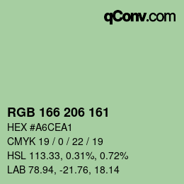 颜色代码: RGB 166 206 161 | qconv.com