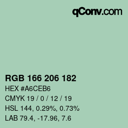 カラーコード: RGB 166 206 182 | qconv.com