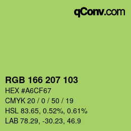 カラーコード: RGB 166 207 103 | qconv.com