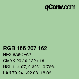 カラーコード: RGB 166 207 162 | qconv.com