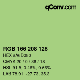Color code: RGB 166 208 128 | qconv.com