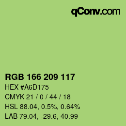 Color code: RGB 166 209 117 | qconv.com