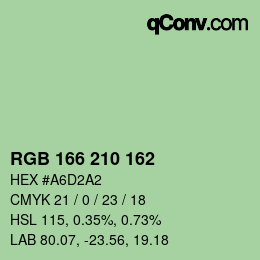 Color code: RGB 166 210 162 | qconv.com