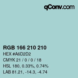 カラーコード: RGB 166 210 210 | qconv.com