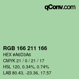 Color code: RGB 166 211 166 | qconv.com