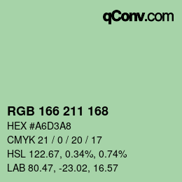 Código de color: RGB 166 211 168 | qconv.com