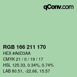 Código de color: RGB 166 211 170 | qconv.com