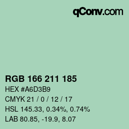 Color code: RGB 166 211 185 | qconv.com