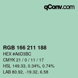 Color code: RGB 166 211 188 | qconv.com