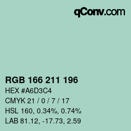 Código de color: RGB 166 211 196 | qconv.com