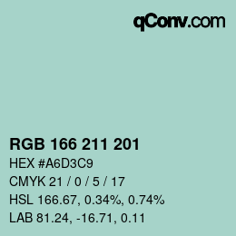 Farbcode: RGB 166 211 201 | qconv.com