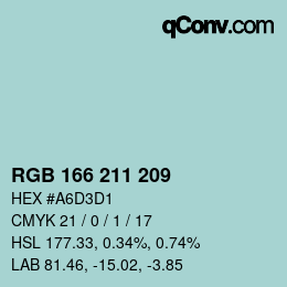 Color code: RGB 166 211 209 | qconv.com