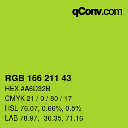 Color code: RGB 166 211 43 | qconv.com