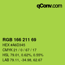 Color code: RGB 166 211 69 | qconv.com