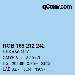 カラーコード: RGB 166 212 242 | qconv.com