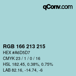 カラーコード: RGB 166 213 215 | qconv.com