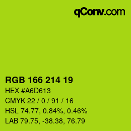 Color code: RGB 166 214 19 | qconv.com