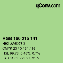 Color code: RGB 166 215 141 | qconv.com
