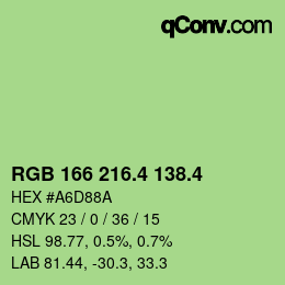 カラーコード: RGB 166 216.4 138.4 | qconv.com