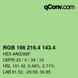 カラーコード: RGB 166 216.4 143.4 | qconv.com