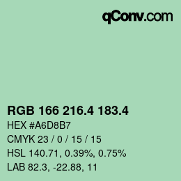 カラーコード: RGB 166 216.4 183.4 | qconv.com