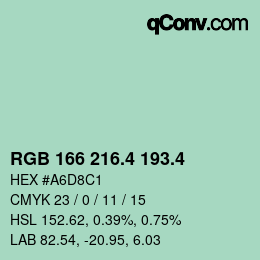 カラーコード: RGB 166 216.4 193.4 | qconv.com