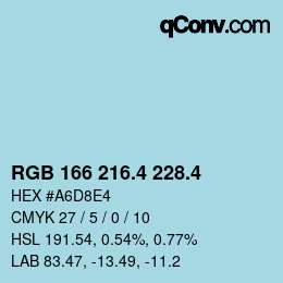 カラーコード: RGB 166 216.4 228.4 | qconv.com