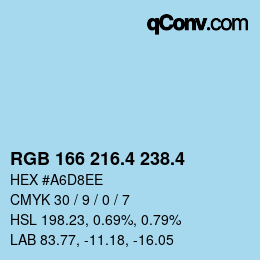 カラーコード: RGB 166 216.4 238.4 | qconv.com
