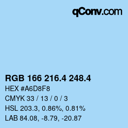 カラーコード: RGB 166 216.4 248.4 | qconv.com