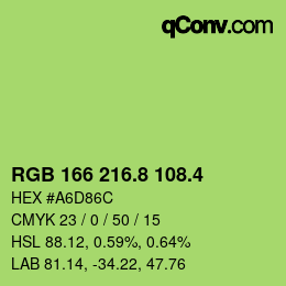 カラーコード: RGB 166 216.8 108.4 | qconv.com